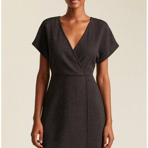 MADEWELL Surplice Dolman Short Sleeve V-Neck Woven Sheath Dress, Black - M